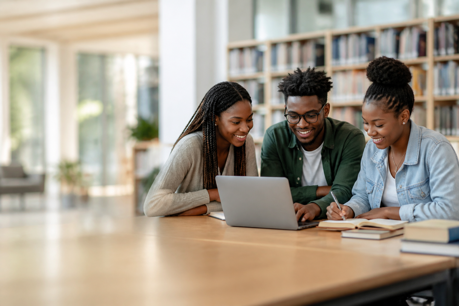 College students collaborating on coursework